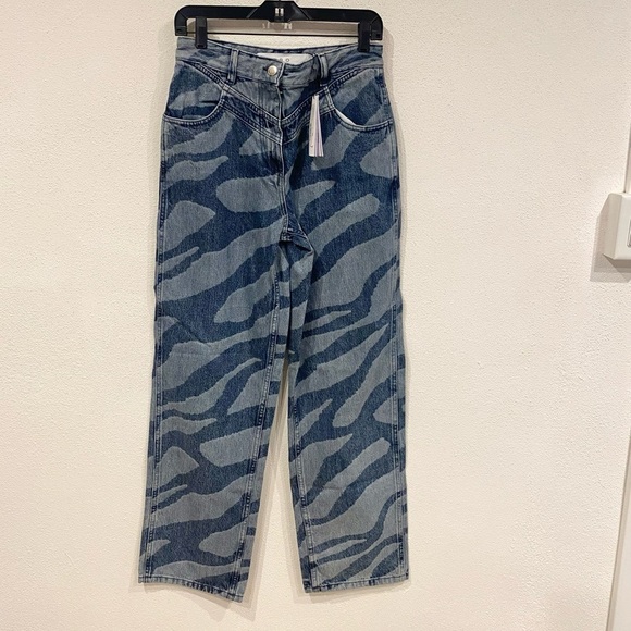 NWT IRO Jeans Porter Zebra Pattern Blue Denim Size 25/26 - Picture 2 of 4